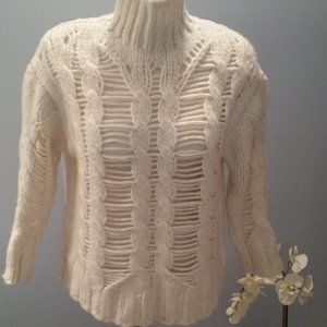 Zara cream chunky open knit turtleneck sweater